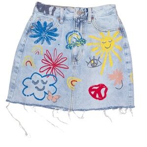 PacSun Denim Doodle Mini Skirt